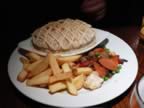 An enormous pastry-topped chicken and leek pie at the Prince of Wales pub in East Molesey. (48kb)